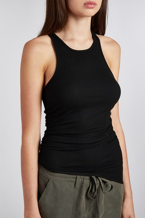 Asymmetric Ruched Racerback Tank Top